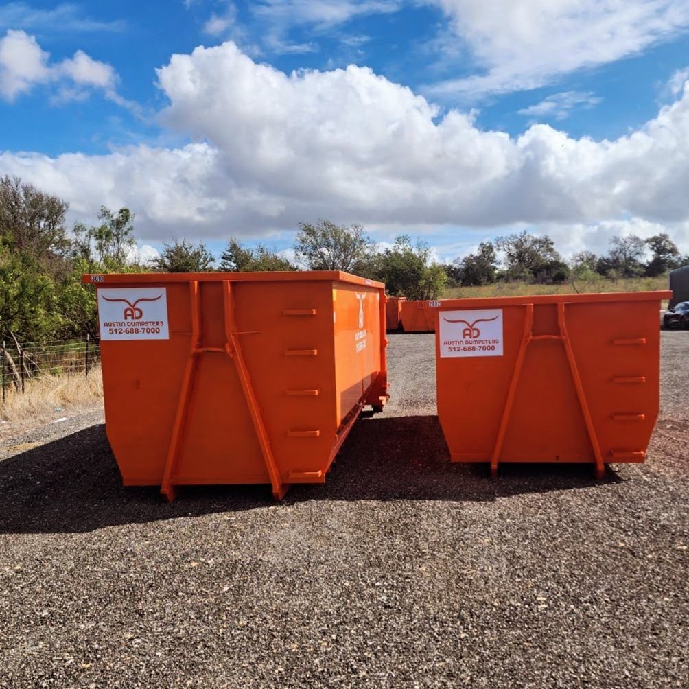 front view of 30 yard and 20 yard dumpsters